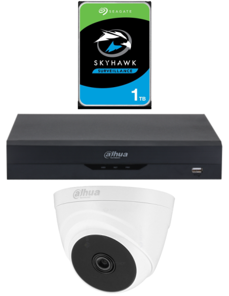 KIT DAHUA, DAH-A1IEXT2D20P, DVR + HDD + 1xCAMERA, 2MP, IR 20m