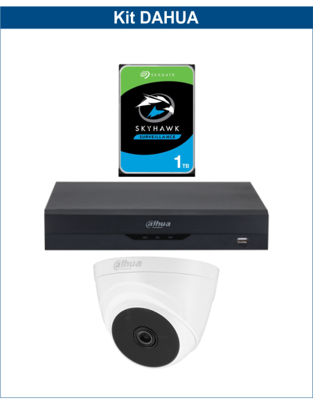KIT DAHUA, DAH-A1IEXT2D20P, DVR + HDD + 1xCAMERA, 2MP, IR 20m