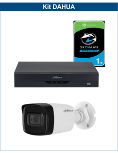 KIT DAHUA, DAH-A1IEXT2B80P, DVR + HDD + 1xCAMERA, 2MP, IR 80m