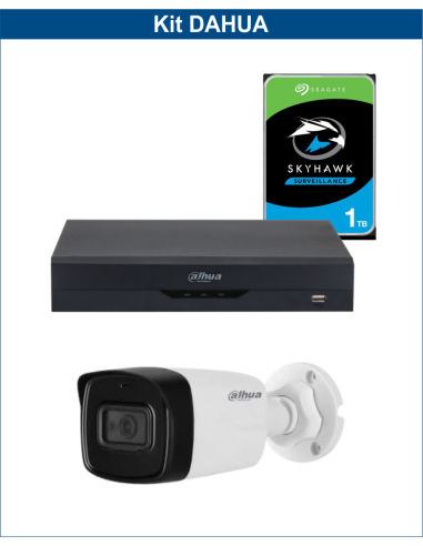 KIT DAHUA, DAH-A1IEXT2B80P, DVR + HDD + 1xCAMERA, 2MP, IR 80m
