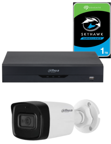 KIT DAHUA, DAH-A1IEXT2B80P, DVR + HDD + 1xCAMERA, 2MP, IR 80m