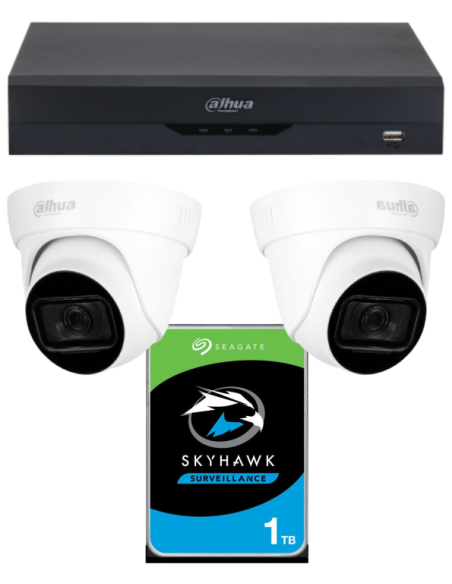 KIT DAHUA, DAH-A2IEXT2D60P, DVR + HDD + 2xCAMERA, 2MP, IR 60m