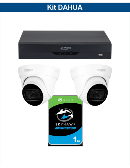 KIT DAHUA, DAH-A2IEXT2D60P, DVR + HDD + 2xCAMERA, 2MP, IR 60m