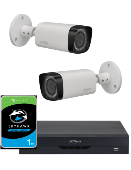 KIT DAHUA, DAH-A2IEXT2B30P, DVR + HDD + 2xCAMERA, 2MP, IR 30m