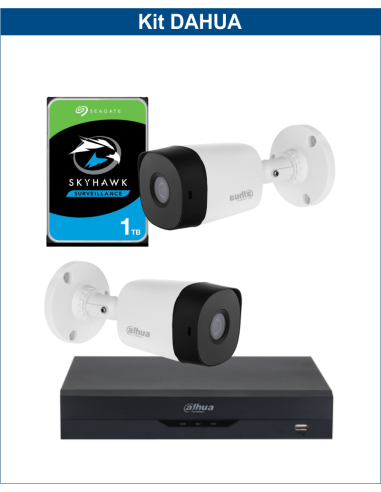 KIT DAHUA, DAH-A2IEXT2B20P, DVR + HDD + 2xCAMERA, 2MP, IR 20m