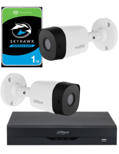 KIT DAHUA, DAH-A2IEXT2B20P, DVR + HDD + 2xCAMERA, 2MP, IR 20m 2