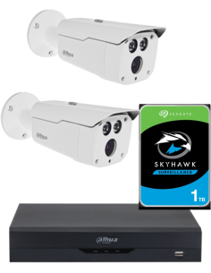 KIT DAHUA, DAH-A2IEXT2B80P, DVR + HDD + 2xCAMERA, 2MP, IR 80m 2