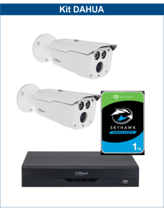 KIT DAHUA, DAH-A2IEXT2B80P, DVR + HDD + 2xCAMERA, 2MP, IR 80m