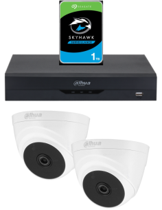 KIT DAHUA, DAH-A2IEXT2D20P, DVR + HDD + 2xCAMERA, 2MP, IR 20m 2