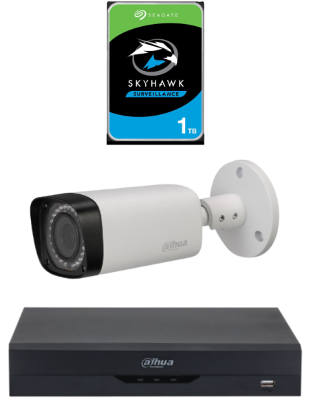 KIT DAHUA, DAH-A1IEXT2B30P, DVR + HDD + 1xCAMERA, 2MP, IR 30m