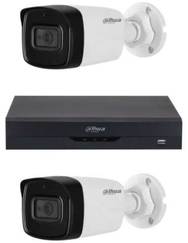 KIT DAHUA, DAH-A2IEXT2B80B, DVR + 2xCAMERA, 2MP, IR 80m