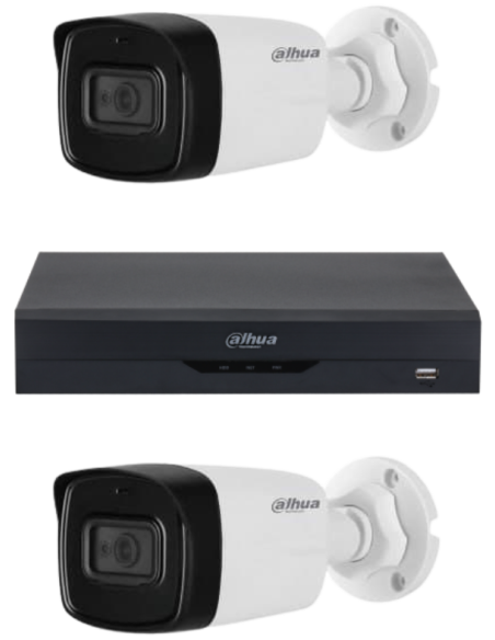 KIT DAHUA, DAH-A2IEXT2B80B, DVR + 2xCAMERA, 2MP, IR 80m