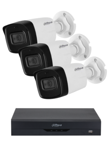 KIT DAHUA, DAH-A3IEXT2B80B, DVR + 3xCAMERA, 2MP, IR 80m