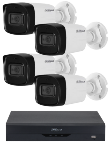 KIT DAHUA, DAH-A4IEXT2B80B, DVR + 4xCAMERA, 2MP, IR 80m