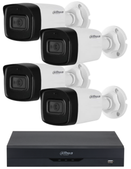 KIT DAHUA, DAH-A4IEXT2B80B, DVR + 4xCAMERA, 2MP, IR 80m