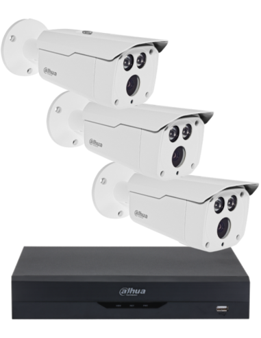KIT DAHUA, DAH-A3IEXT2B80B, DVR + 3xCAMERA, 2MP, IR 80m