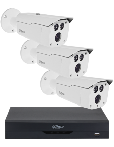 KIT DAHUA, DAH-A3IEXT2B80B, DVR + 3xCAMERA, 2MP, IR 80m