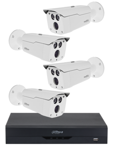 KIT DAHUA, DAH-A4IEXT2B80B, DVR + 4xCAMERA, 2MP, IR 80m
