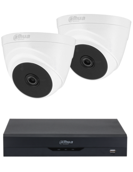 KIT DAHUA, DAH-A2IEXT2D20B, DVR + 2xCAMERA, 2MP, IR 20m