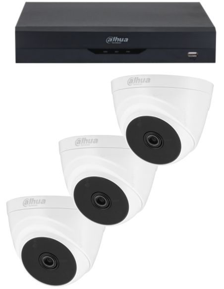 KIT DAHUA, DAH-A3IEXT2D20B, DVR + 3xCAMERA, 2MP, IR 20m