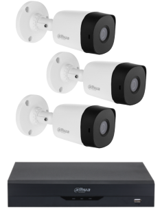 KIT DAHUA, DAH-A3IEXT2B20B, DVR + 3xCAMERA, 2MP, IR 20m 2