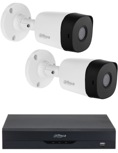 KIT DAHUA, DAH-A2IEXT2B20B, DVR + 2xCAMERA, 2MP, IR 20m