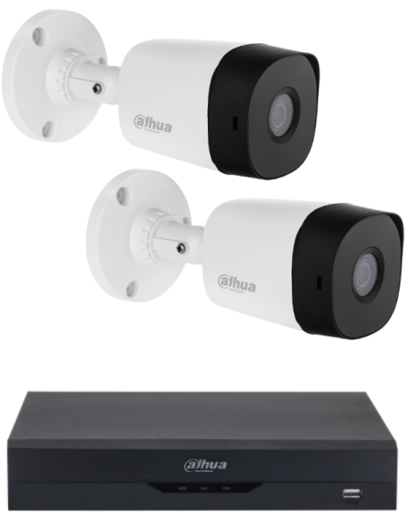 KIT DAHUA, DAH-A2IEXT2B20B, DVR + 2xCAMERA, 2MP, IR 20m