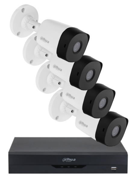 KIT DAHUA, DAH-A4IEXT2B20B, DVR + 4xCAMERA, 2MP, IR 20m