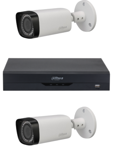 KIT DAHUA, DAH-A2IEXT2B30B, DVR + 2xCAMERA, 2MP, IR 30m