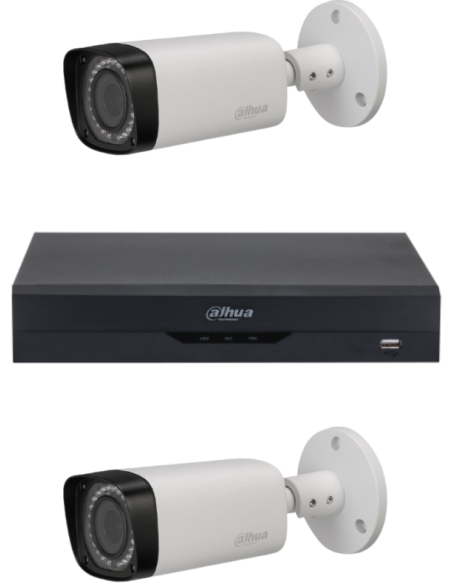 KIT DAHUA, DAH-A2IEXT2B30B, DVR + 2xCAMERA, 2MP, IR 30m