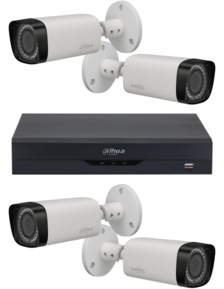 KIT DAHUA, DAH-A4IEXT2B30B, DVR + 4xCAMERA, 2MP, IR 30m