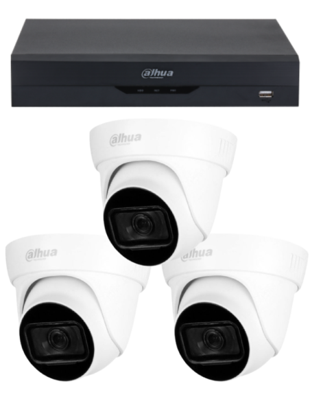 KIT DAHUA, DAH-A3IEXT2D60B, DVR + 3xCAMERA, 2MP, IR 60m