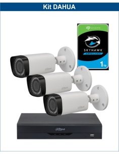 KIT DAHUA, DAH-A3IEXT2B30P, DVR + HDD + 3xCAMERA, 2MP, IR 30m