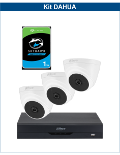 KIT DAHUA, DAH-A3IEXT2D20P, DVR + HDD + 3xCAMERA, 2MP, IR 20m