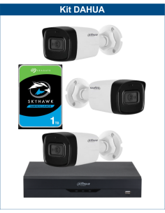 KIT DAHUA, DAH-A3IEXT2B80P, DVR + HDD + 3xCAMERA, 2MP, IR 80m