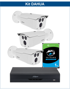 KIT DAHUA, DAH-A3IEXT2B80P, DVR + HDD + 3xCAMERA, 2MP, IR 80m