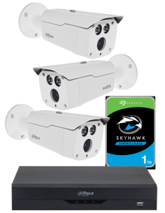 KIT DAHUA, DAH-A3IEXT2B80P, DVR + HDD + 3xCAMERA, 2MP, IR 80m 2