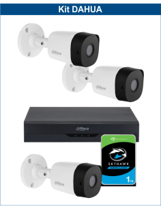 KIT DAHUA, DAH-A3IEXT2B20P, DVR + HDD + 3xCAMERA, 2MP, IR 20m
