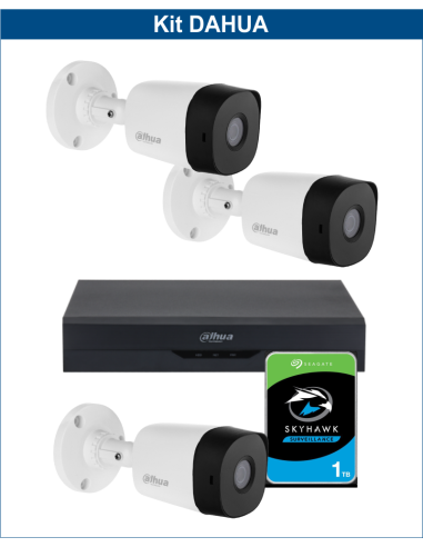 KIT DAHUA, DAH-A3IEXT2B20P, DVR + HDD + 3xCAMERA, 2MP, IR 20m