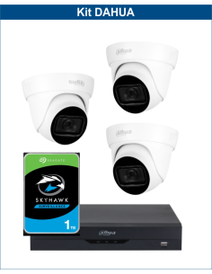 KIT DAHUA, DAH-A3IEXT2D60P, DVR + HDD + 3xCAMERA, 2MP, IR 60m