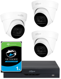 KIT DAHUA, DAH-A3IEXT2D60P, DVR + HDD + 3xCAMERA, 2MP, IR 60m 2