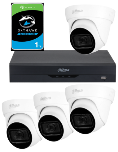 KIT DAHUA, DAH-A4IEXT2D60P, DVR + HDD + 4xCAMERA, 2MP, IR 60m