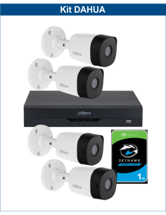 KIT DAHUA, DAH-A4IEXT2B20P, DVR + HDD + 4xCAMERA, 2MP, IR 20m