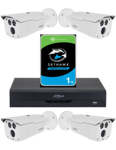 KIT DAHUA, DAH-A4IEXT2B80P, DVR + HDD + 4xCAMERA, 2MP, IR 80m 2
