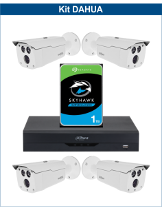 KIT DAHUA, DAH-A4IEXT2B80P, DVR + HDD + 4xCAMERA, 2MP, IR 80m