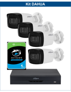 KIT DAHUA, DAH-A4IEXT2B80P, DVR + HDD + 4xCAMERA, 2MP, IR 80m
