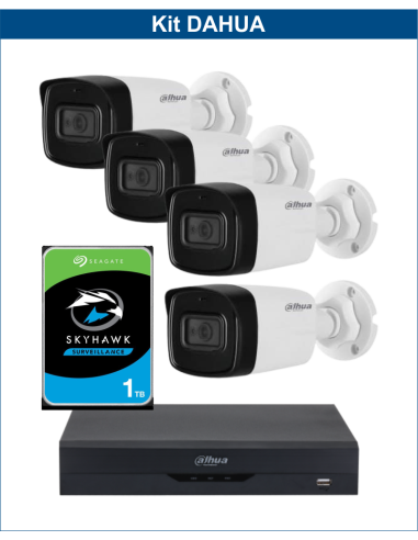 KIT DAHUA, DAH-A4IEXT2B80P, DVR + HDD + 4xCAMERA, 2MP, IR 80m