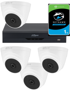 KIT DAHUA, DAH-A4IEXT2D20P, DVR + HDD + 4xCAMERA, 2MP, IR 20m 2