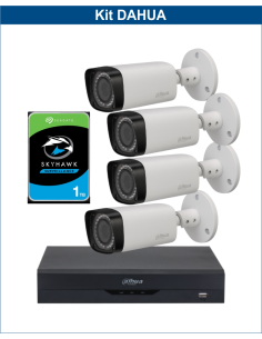 KIT DAHUA, DAH-A4IEXT2B30P, DVR + HDD + 4xCAMERA, 2MP, IR 30m