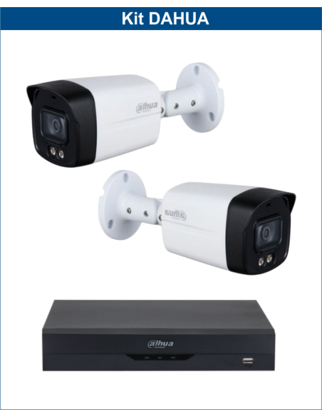 KIT DAHUA, DAH-A2IEXT2B40B, DVR + 2xCAMERA, 2MP, IR 40m